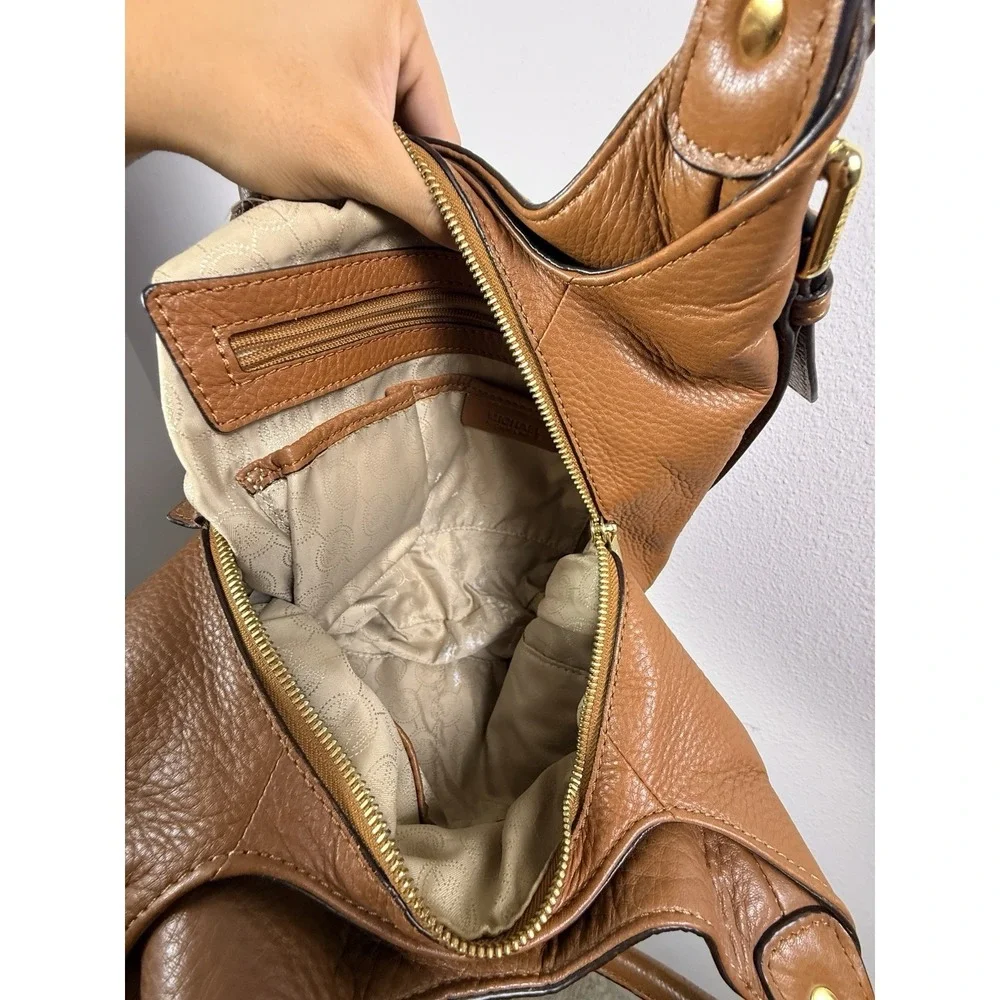Michael Kors Bedford Belted  Leather Shoulder Tote in Cognac